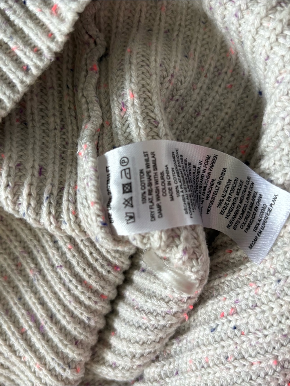 French Connection Oversized Speckled Cotton Sweater Size Large - Picture 7 of 9